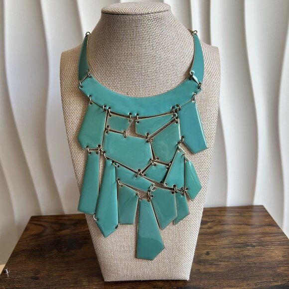Amrita Singh Turquoise Enamel Broome Street Statement Bib Necklace NKC5026 - Picture 1 of 10